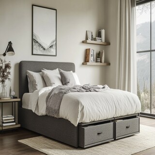 Modern Master Bedroom Design with Queen Bed and Under-Bed Storage